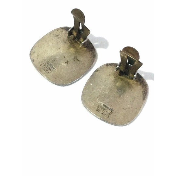 Aksel Holmsen Norway Sterling Enamel Square Clip On Earrings - Picture 9 of 10